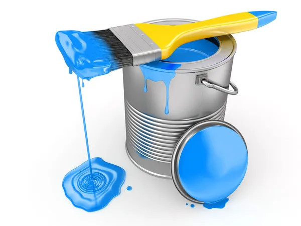 Paint can and paintbrush. 3d — Stock Photo, Image