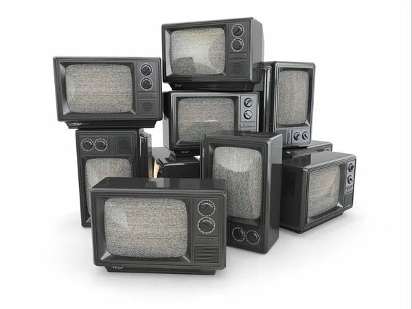Um monte de televisão vintage. Fim da televisão — Fotografia de Stock