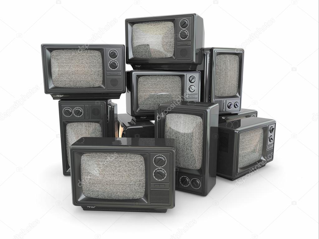 Heap of vintage tv. End of television