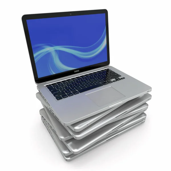 Stack van laptop. 3D — Stockfoto