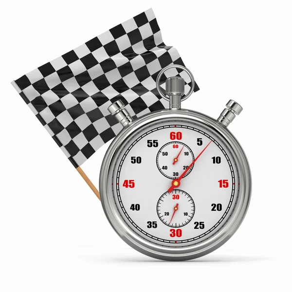 Stopwatch with checkered flag. Start or finish. — Stock Photo, Image
