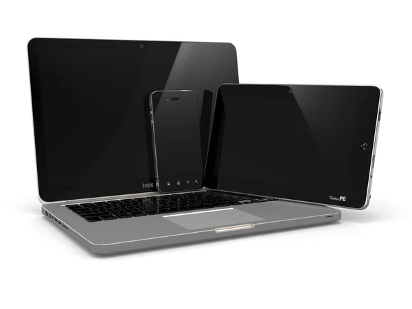 Computer portatile, tablet e telefono cellulare . — Foto Stock