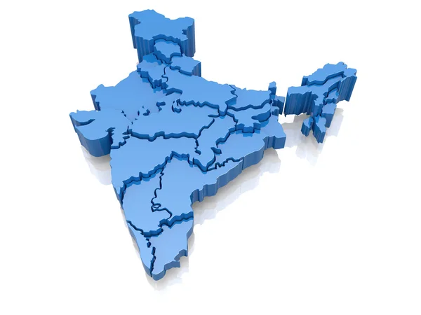 Tredimensionell karta över Indien — Stockfoto