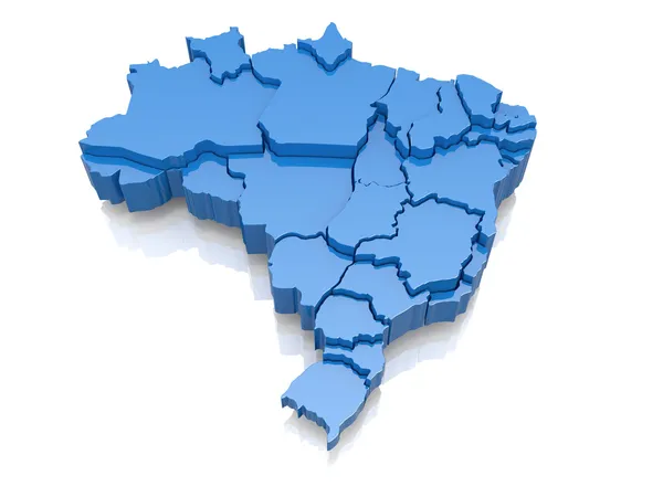 Three-dimensional map of Brazil — Stock Photo, Image