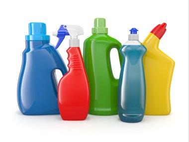 plastik deterjan şişeleri. temizlik ürünleri.