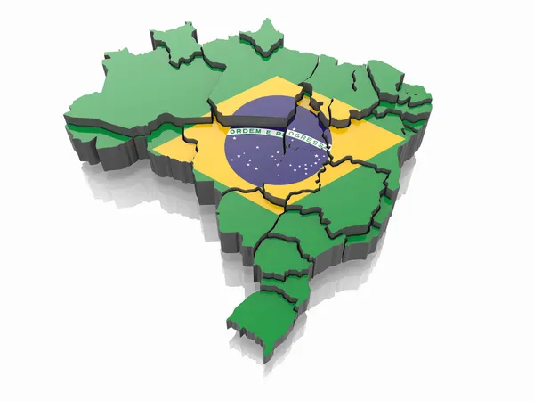 Mapa do Brasil em cores da bandeira brasileira — Fotografia de Stock