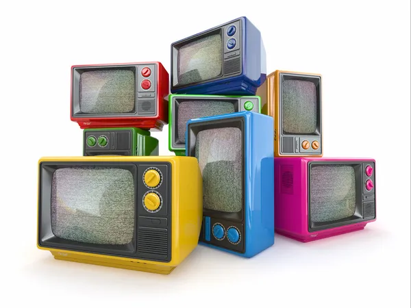 Heap of vintage tv. End of television — Stock Photo, Image