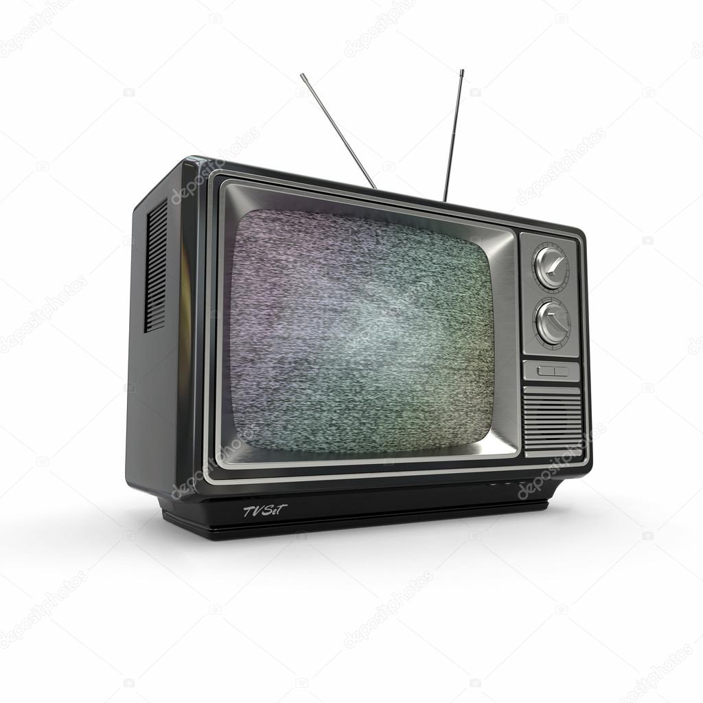 Blue 3d Tv On A White Background With An Analog Design, Vintage Tv