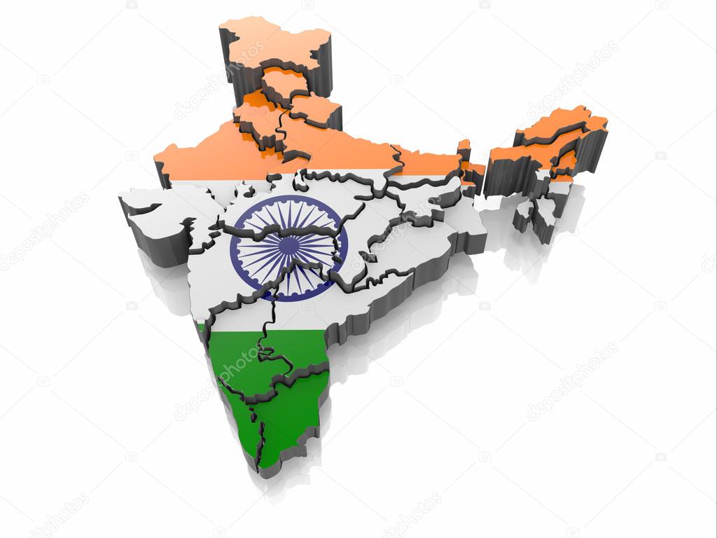 Map of India in Indian flag colors