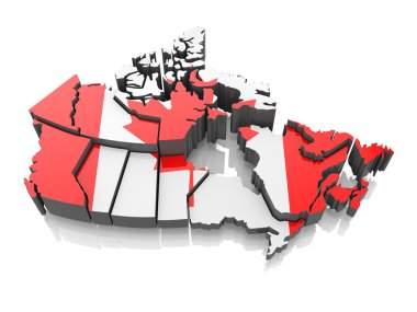 Kanada Haritası ulusal bayrak renkleri