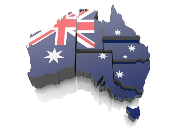 Map of Australia in national flag colors — Stock Photo, Image