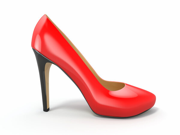 Red high heels shoe. 3d