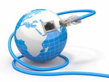 Küresel iletişim. Dünya ve kablo, rj45.