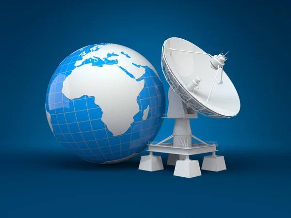 Satellite dish and earth. 3d — Stock Photo, Image