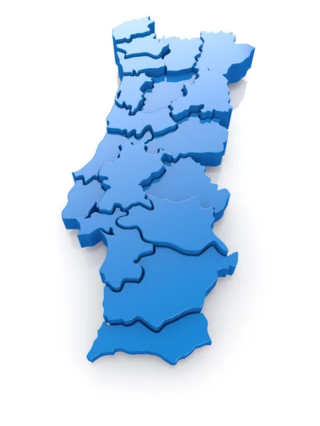 Three-dimensional map of Portugal — Stock Photo, Image