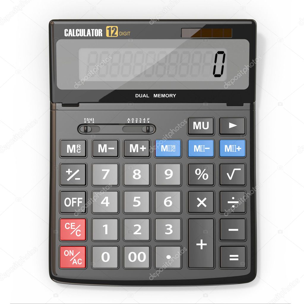 Calculator on white isolated background