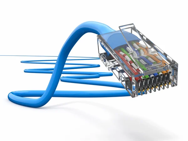 Počítače síťový kabel rj45. 3D — Stock fotografie