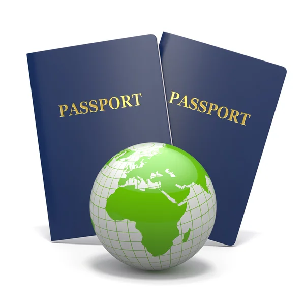 Viajes mundiales. Tierra y pasaporte. 3d — Foto de Stock