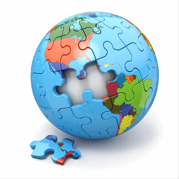 全球化的概念。地球拼图。3d — 图库照片#