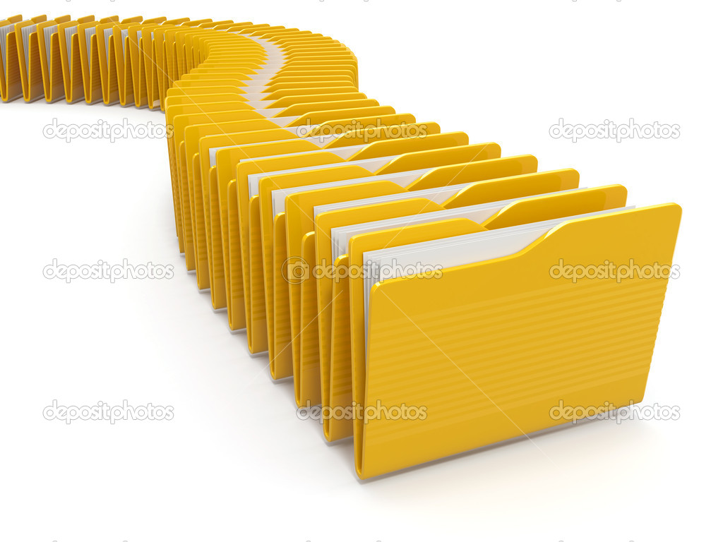 Row of computer yellow folders
