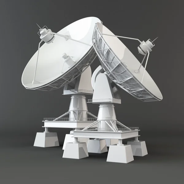 Komunikace. satelitní parabolu. 3D — Stock fotografie
