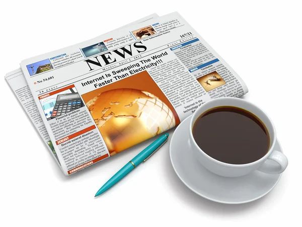 Φλιτζάνι καφέ με εφημερίδα — Φωτογραφία Αρχείου
