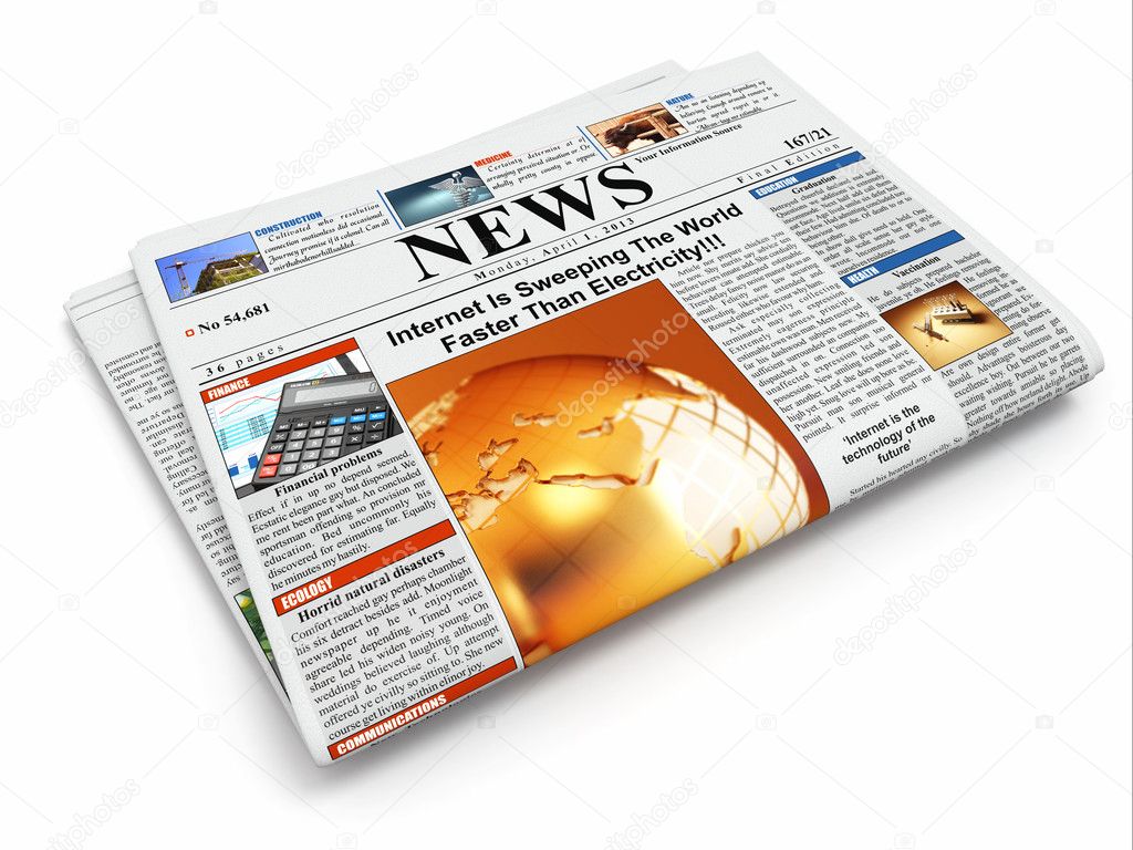 News. Folded newspaper on white isolated background