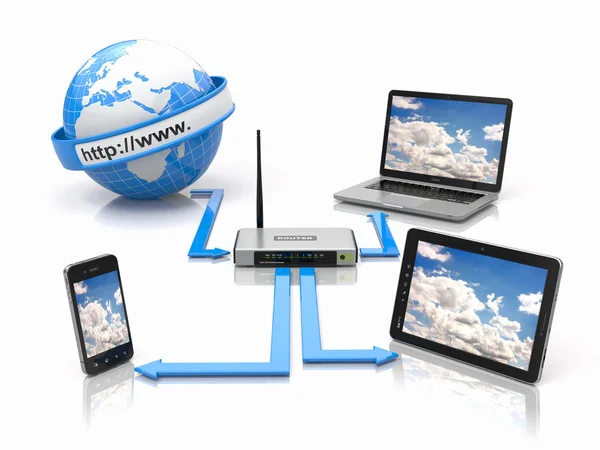Concept of home network. Sync devices — Stock Photo, Image