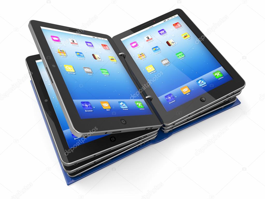 Opened book or folder from tablet pc