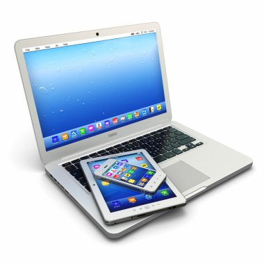 tablet pc, laptop, cep telefonu ve dijital