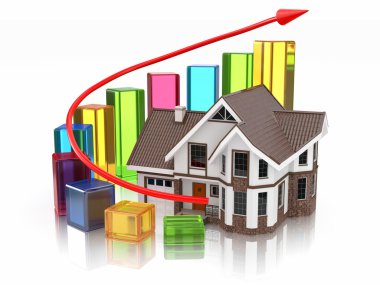 Emlak piyasası evi ve grafik büyüme.