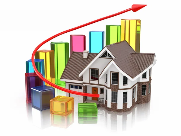 Crecimiento del mercado inmobiliario Casa y gráfico . — Foto de Stock