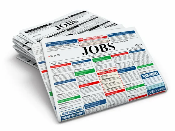 Search job. Newspapers with advertisments. — Stockfoto