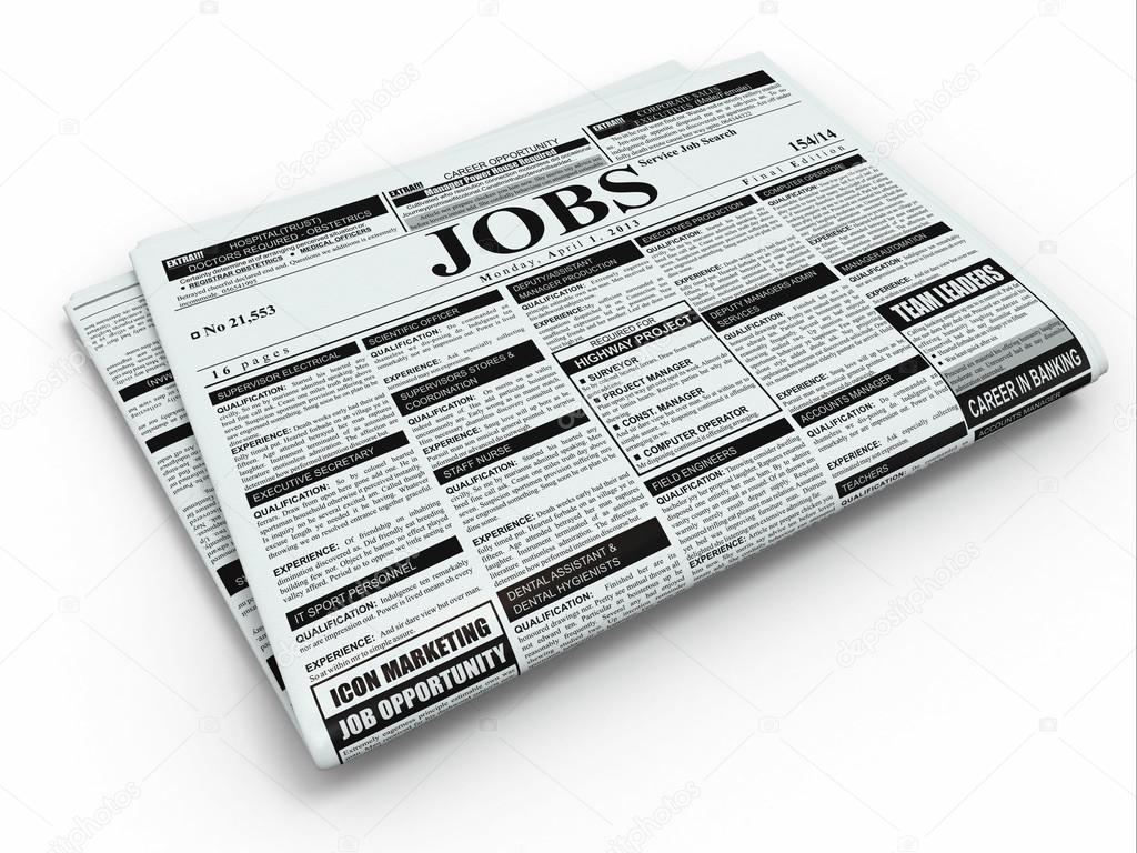 Search job. Newspaper with advertisments.