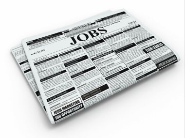 Search job. Newspaper with advertisments. clipart