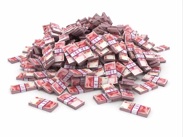 Yuan. Pile from packs of money. — Stock Photo, Image