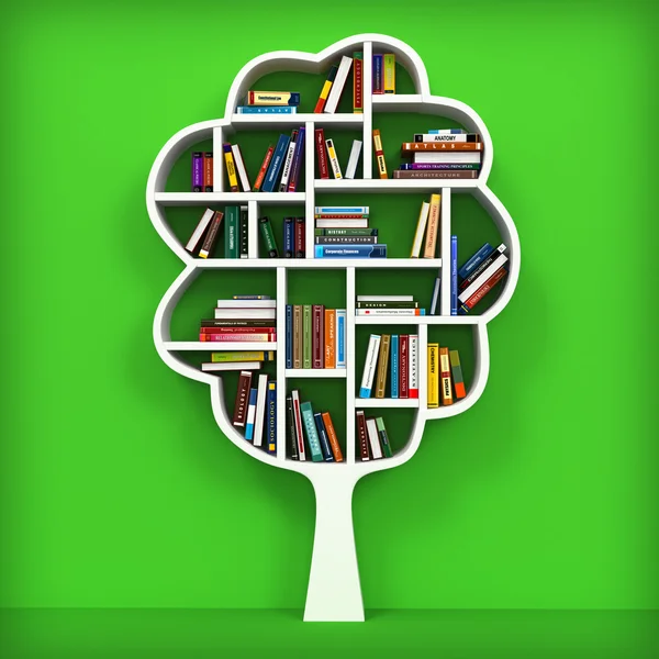 Tree of knowledge. Bookshelf on white background. — Stock Photo, Image