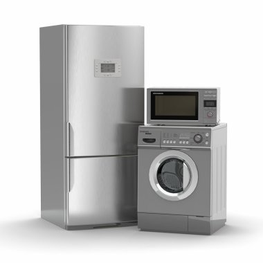 Home appliances. Refrigerator, microwave and washing maching. clipart