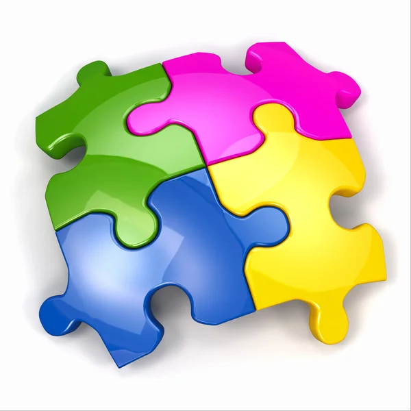 Jigsaw puzzle on white isolated background. — Stock Photo, Image