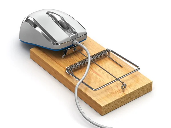 Concept of internet security. Computer mouse and mousetrap — Stock Photo, Image