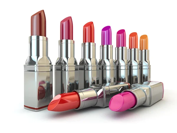 Set of red lipsticks on white isolatd background — Stock Photo, Image