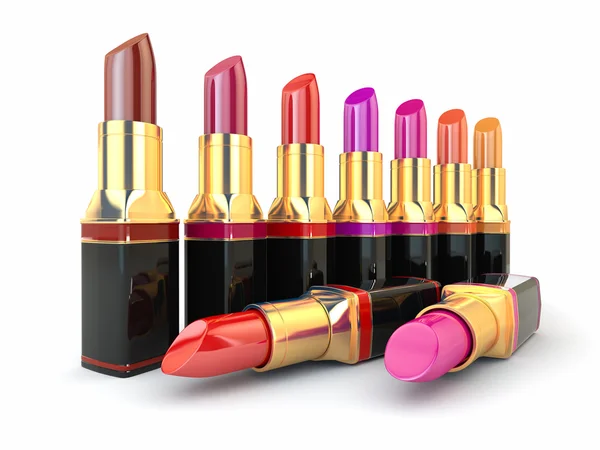 Set of red lipsticks on white isolatd background. — Stock Photo, Image