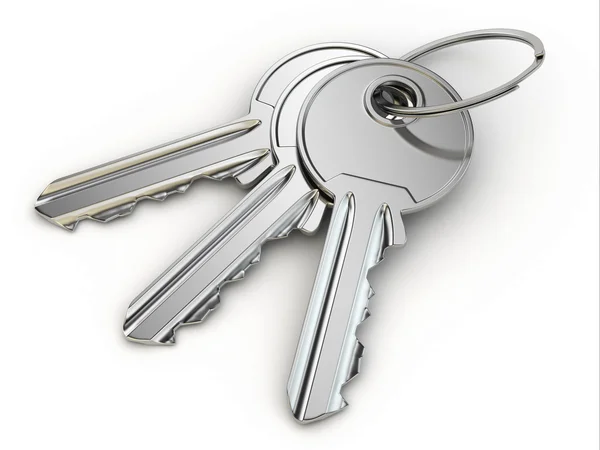 Samostatný svazek klíčů na bílém pozadí. — Stock fotografie