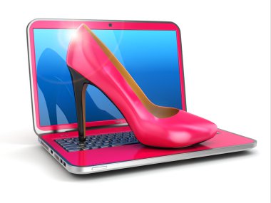 kadın laptop. yüksek topuk ayakkabı klavye.
