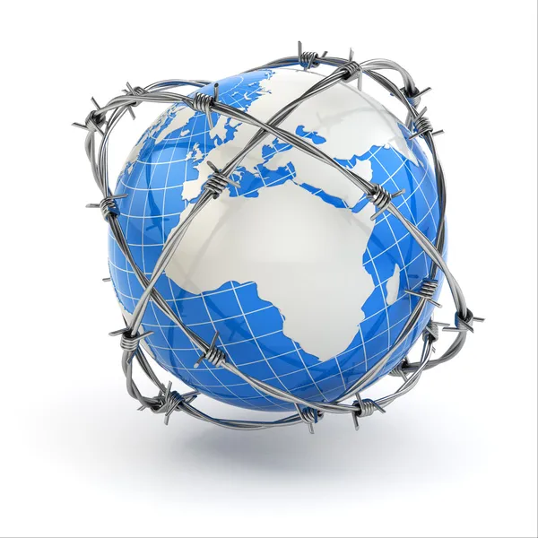 Earth and barbed wire. Conceptual image. — Stock Photo, Image
