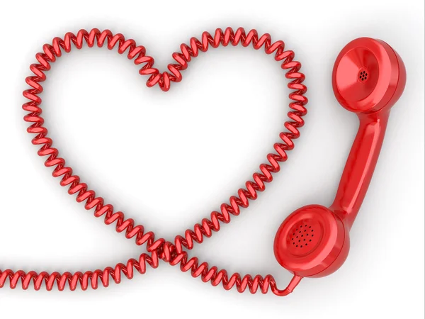 Ricevitore del telefono e cavo come cuore. Hotline amore concetto . — Foto Stock