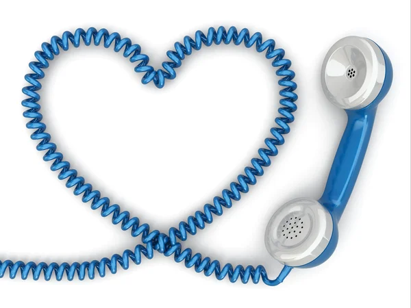 Telefon odbiornik i przewód jak serce. koncepcja linia miłość. — Zdjęcie stockowe