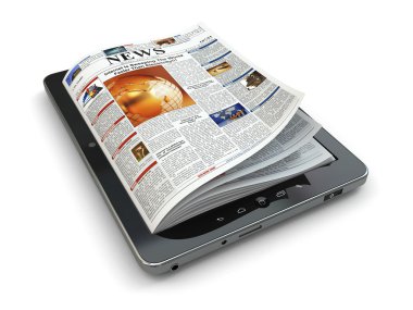 haber online kavramı. tablet pc ve gazete.