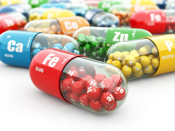Étrend-kiegészítők. különböző tabletták. vitamin kapszula. — Stock Fotó