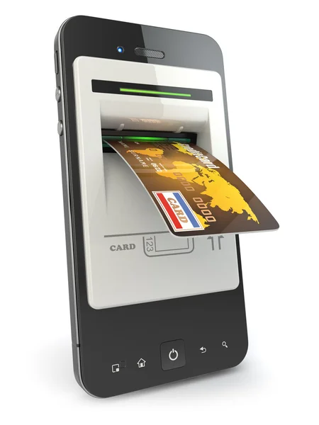 Mobile banking. Mobile phone as atm and credit card. — Stock Photo, Image